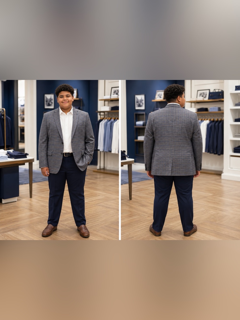 Lauren Ralph Lauren Gray Glen Plaid Blazer with Navy Pants and White Shirt
